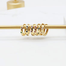 Load image into Gallery viewer, Multicolor Cubic Pave Ear Hoops, 12.6mm, 18K Gold Plated Leverback Earrings, Huggie Hoops Earring S20475