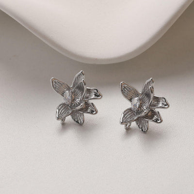 Flower Earring Post with loop, 14K Gold/Silver, S925 Silver Pin Nickel Free Earrings, Flora Ear Stud with Loop GZ735