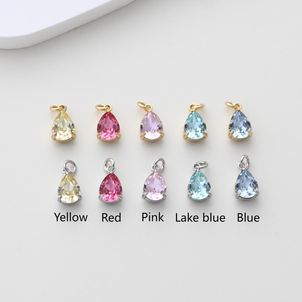 Teardrop Charms, Cubic Zircon Stone Charm, Shiny Crystal Pendant, 18K Gold Plated Charms, For Necklace Making,Jewelry Findings S1398