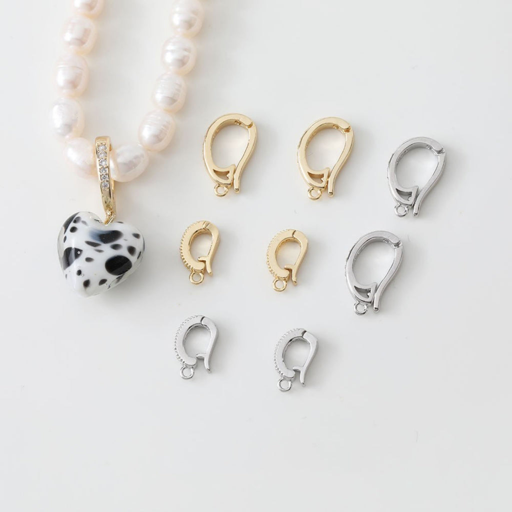 6pcs- 14K Gold Plated Pendant Top, CZ Pave Pendant Snap on Bails, Clasp Link Connector, 12mm,16mm, Jewelry Making ZZ065