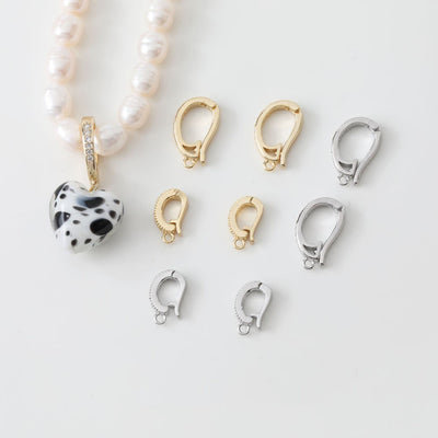 6pcs- 14K Gold Plated Pendant Top, CZ Pave Pendant Snap on Bails, Clasp Link Connector, 12mm,16mm, Jewelry Making ZZ065