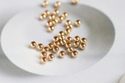 14K Gold Filled Beads, 2mm/2.5mm/3mm/4mm/5mm/6mm/8mm,  gold filled round beads,Gold Spacer Beads for jewelry making, Tarnish Resistant