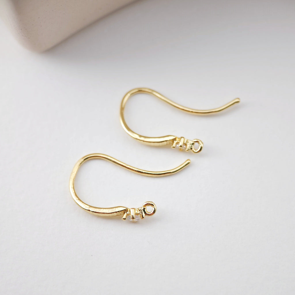 18K Gold Plated Ear Wires, Cubic Pave Earring Hooks, Nickel Free, Fish Hooks, Ear Wires for Jewelry Making D0183