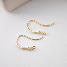 Load image into Gallery viewer, 18K Gold Plated Ear Wires, Cubic Pave Earring Hooks, Nickel Free, Fish Hooks, Ear Wires for Jewelry Making D0183
