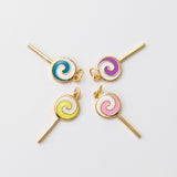 Enamel Lollipop, Colorful lollipop Pendant, 18K Gold Plated CZ Pave, Necklace Making Charms, Jewelry Findings S20449