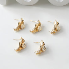 Load image into Gallery viewer, Irregular Ear Post With Loop, S925 Silver Ear Pin Nickel Free Earrings, Gold/Silver Ear Stud, Hypoallergenic Earring Findings GE035