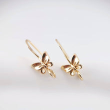 Cargar imagen en el visor de la galería, 20 ganchos para orejas de mariposa chapados en oro de 18 quilates, accesorios para pendientes de oro con aro, ganchos de pescado, alambres para hacer joyas ZX060