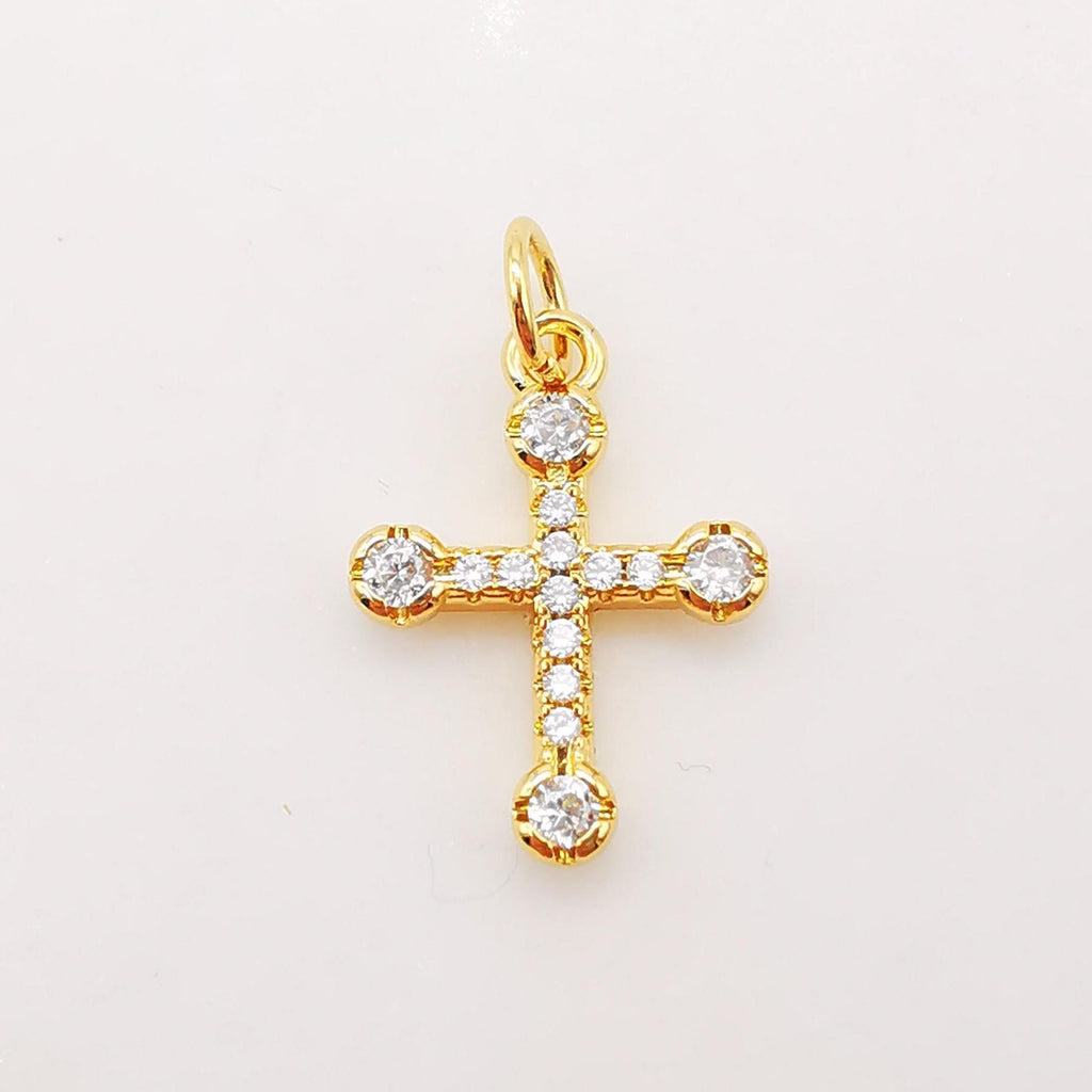 Cross Charms, CZ Pave Cross Pendant, Multiple Cross Styles, 18K Gold Plated Brass, Necklace Making Charms, Jewelry Findings S949