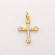 Load image into Gallery viewer, Cross Charms, CZ Pave Cross Pendant, Multiple Cross Styles, 18K Gold Plated Brass, Necklace Making Charms, Jewelry Findings S949