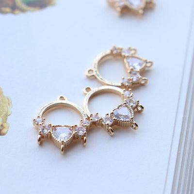 10pcs CZ Pave Round Charm, Cubic Zircon Crystal Pendant, Bracelet Necklace Pendant, 14K Real Gold Plated, Jewelry Findings JY071-F114