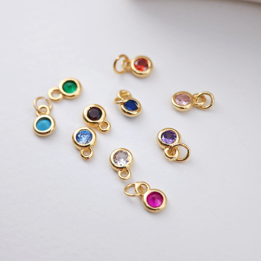 Mini Round Charm, Cubic Pendant, Real Gold Plated Brass Earring Charms, Jewelry Findings S1165