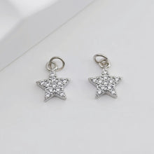 Load image into Gallery viewer, Tiny Star Charms, 10.4mm, Crystal Cubic Star Pendant, Star Connector, 18K Gold Plated, Necklace charms, Jewelry Findings S20721