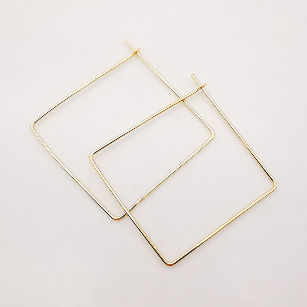 20pcs- 14K Gold Plated Square Hoop Earring Finding, 40mm, Nickel Free Square Earring Hoops, DIY Earring Charms, Earring Making Findings Z027