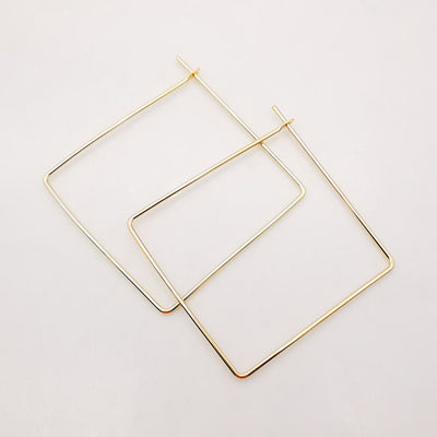 20pcs- 14K Gold Plated Square Hoop Earring Finding, 40mm, Nickel Free Square Earring Hoops, DIY Earring Charms, Earring Making Findings Z027