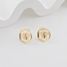 Load image into Gallery viewer, 10pcs Round Butterfly Earring Post with Loop, 14K White Gold Plated, S925 Silver Pin Nickel Free Earrings, Knot Ear Stud with Loop ZX279