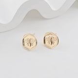 10pcs Round Butterfly Earring Post with Loop, 14K White Gold Plated, S925 Silver Pin Nickel Free Earrings, Knot Ear Stud with Loop ZX279