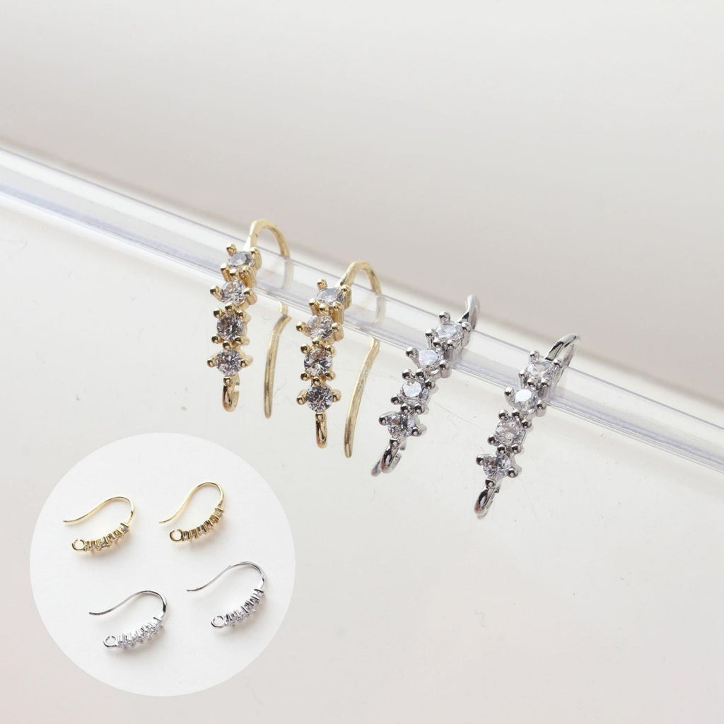 14K Gold Plated Ear Wires, Cubic Pave Earring Hooks, Nickel Free, Fish Hooks, Ear Wires for Jewelry Making BB020