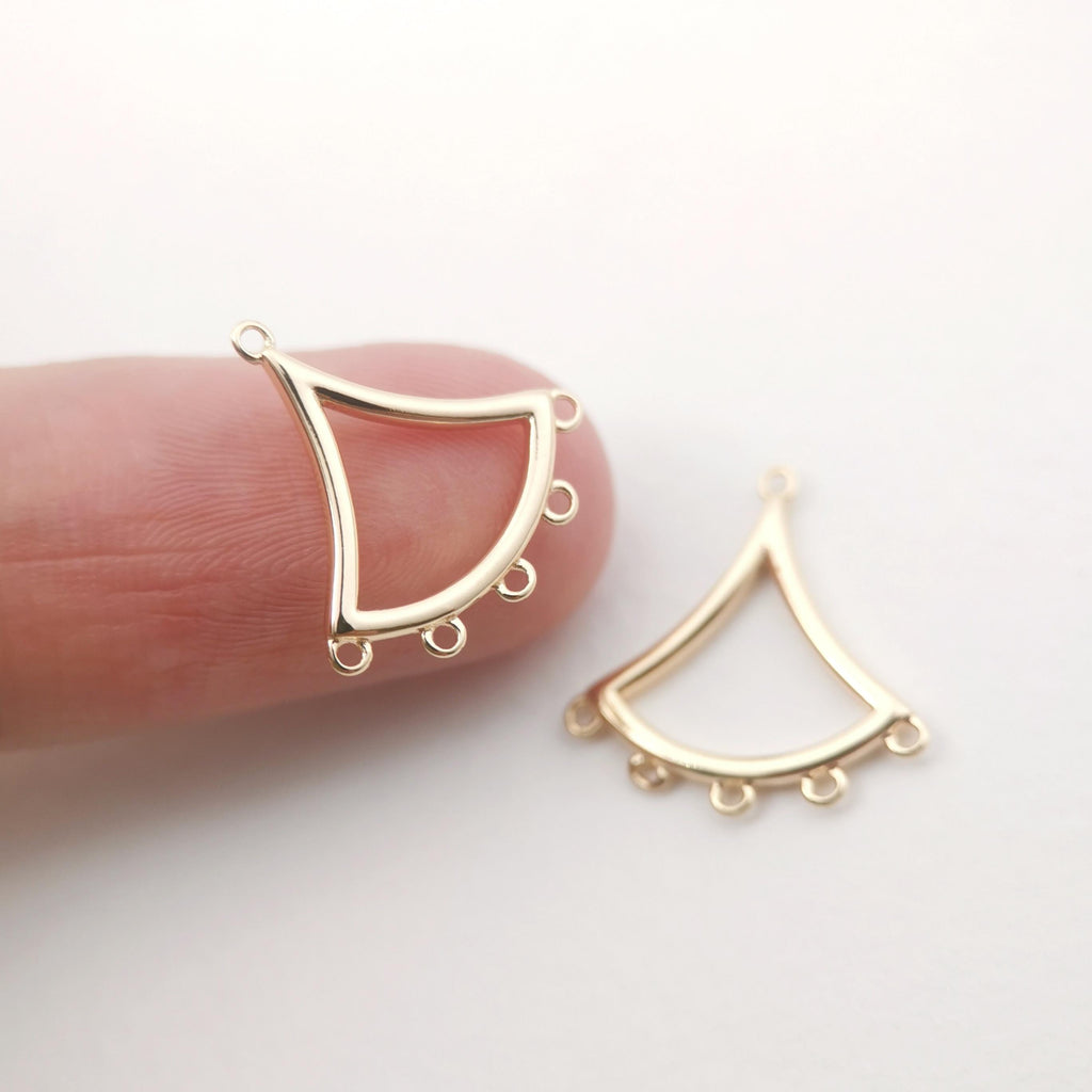 Conector geométrico, redondo, estrella, abanico y hoja, chapado en oro de 18 quilates, dijes, accesorios de joyería de 16 mm ZX079