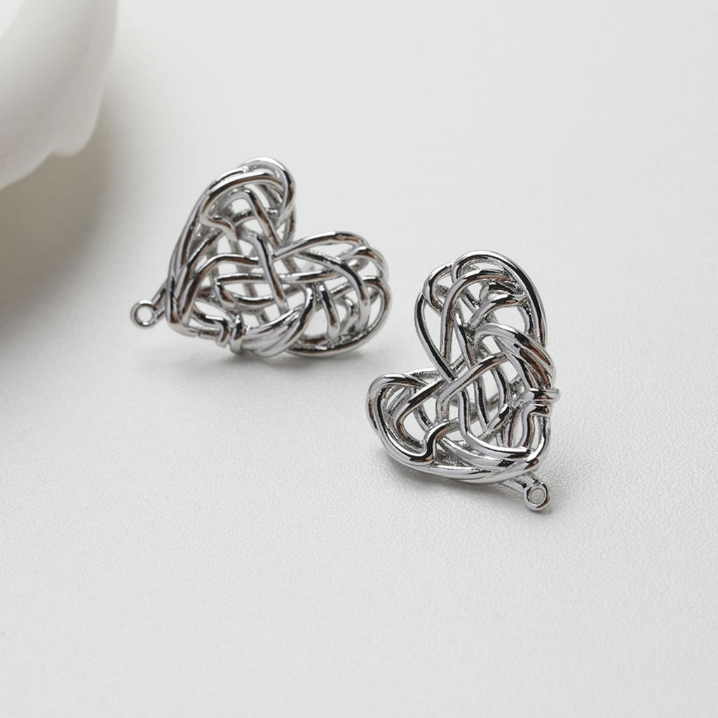 قرط على شكل قلب غير منتظم، ذهب/فضة عيار 14 قيراط، أقراط فضة S925 خالية من النيكل، قرط على شكل قلب مع حلقة GE112