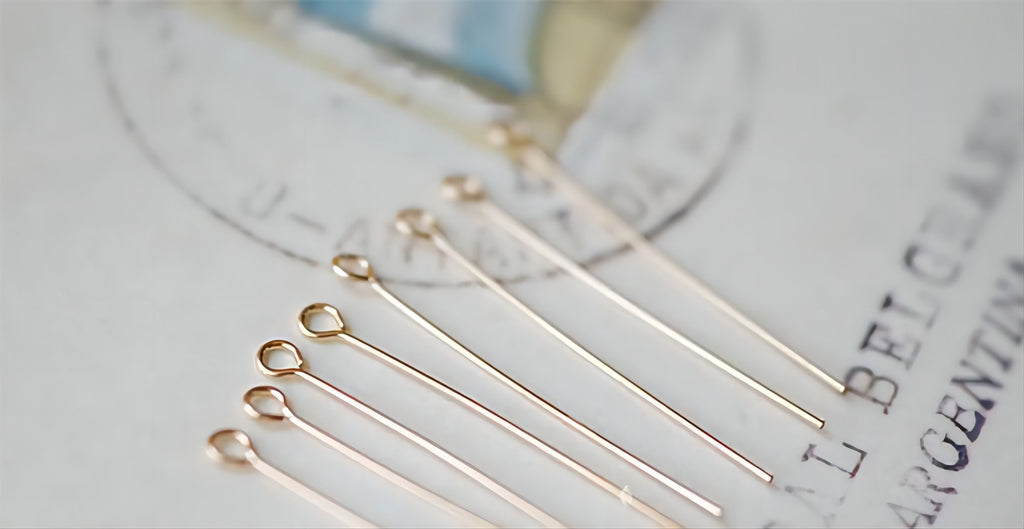 14K Gold Filled Eye Pins- 10PCS 23/2527 Gauge Eye Head Pins, O Pins, Gold Filled Jewelry Making Supply B032