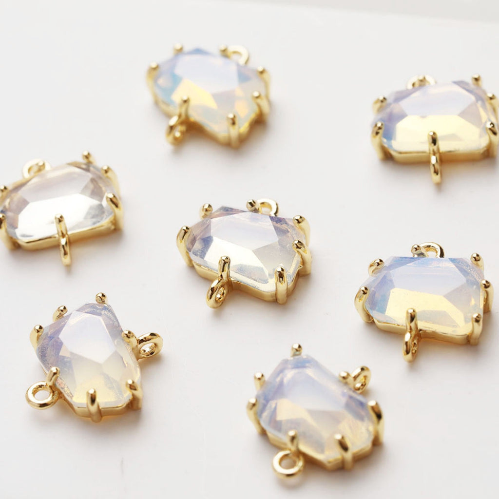 Irregular Cloud Connector, Rhinestone Pendant, Bracelet Necklace Making, Gold Plated Jewelry Findings GZ387