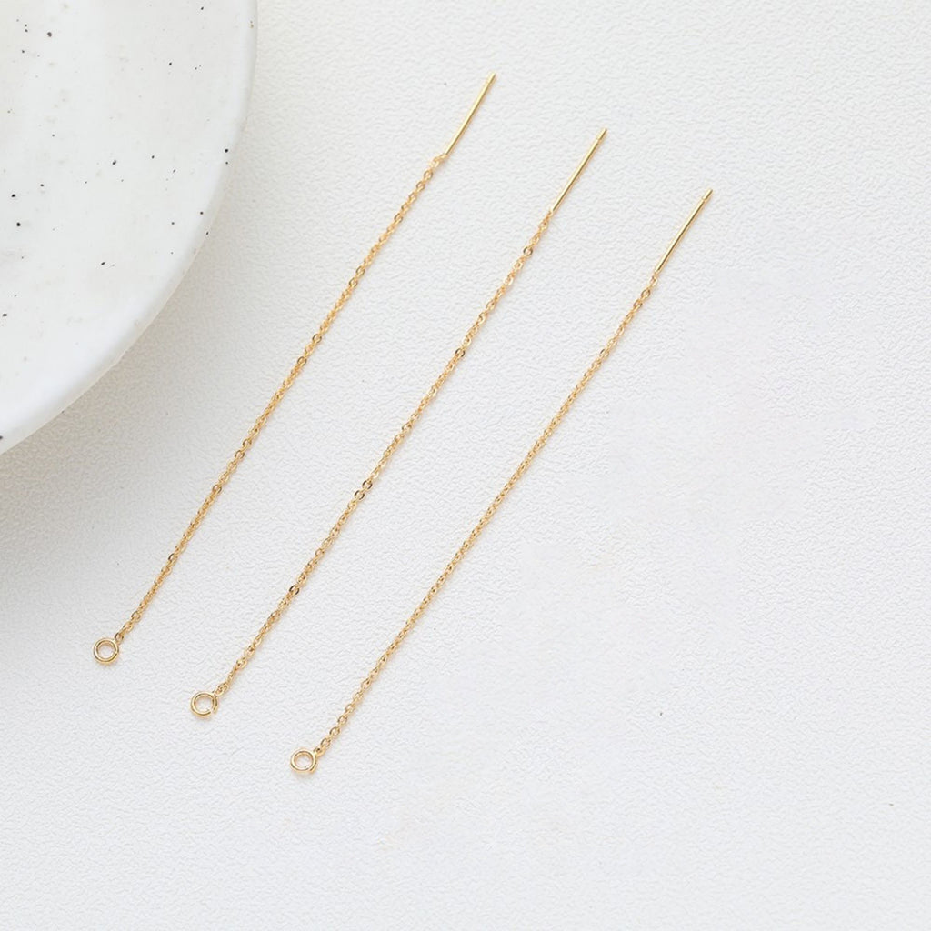 10 piezas - Aretes de enhebrar chapados en oro de 14 quilates, 87 mm, cadena ovalada con aro, BB112-ZX7053