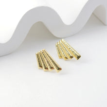 Load image into Gallery viewer, Ray Brushed Faceted Earring Post with Loop, 18K Gold Plated, Nickel Free Earrings, Hypoallergenic Earring Findings D0205