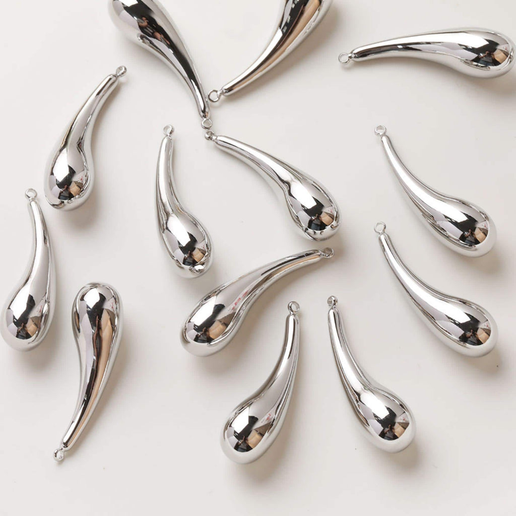 Polished Large Hollow Teardrop Pendant/Connector, 14K Gold/Silver Plated Charm, Necklace Pendant GZ747