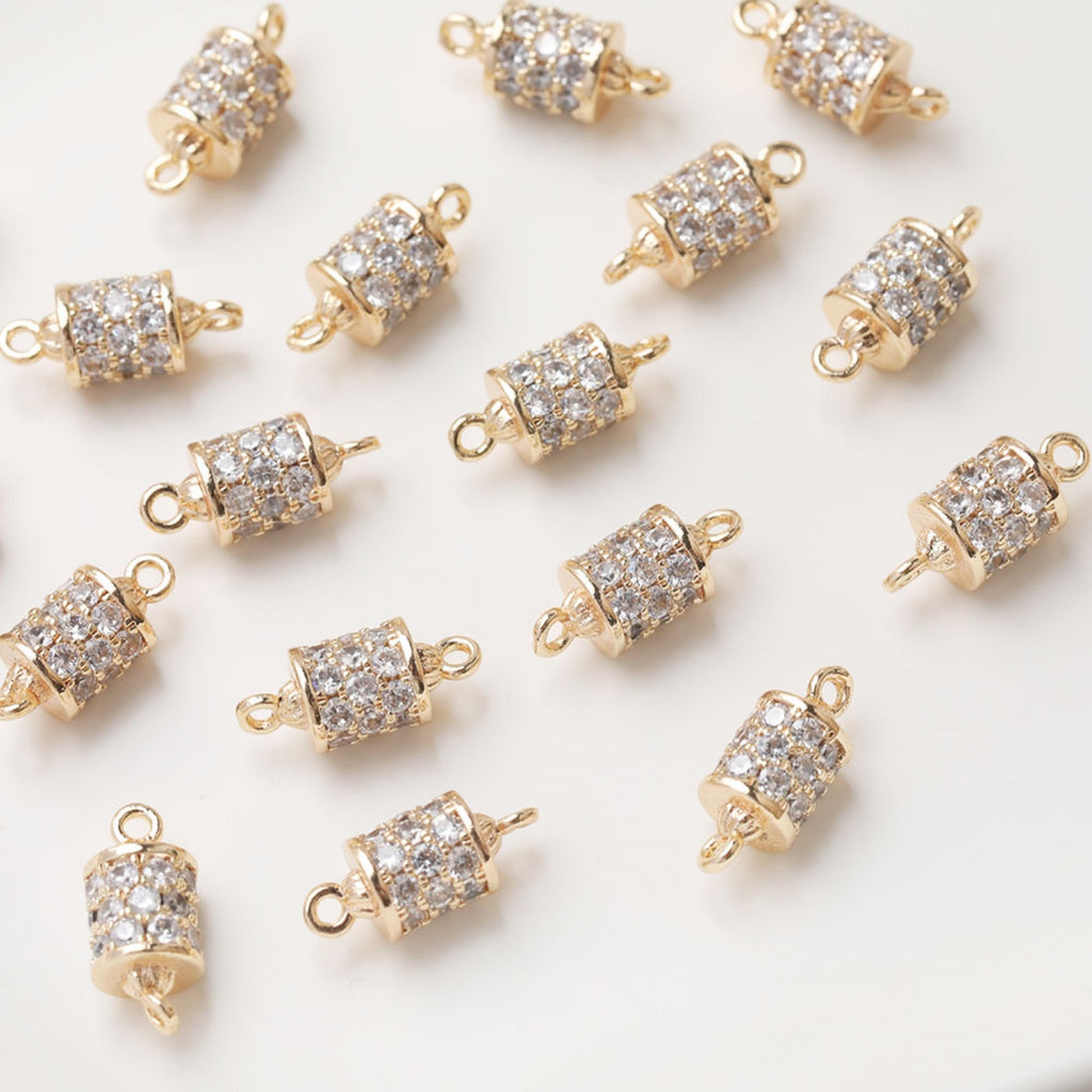 Hollow Pendant Connector, Cubic Zircon Crystal Connector, 18K Gold Plated Beads, Necklace Connector Charms, Jewelry Findings SC028