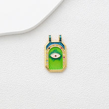 Load image into Gallery viewer, Evil Eye Pendant, Rectangle Card Charm, Enamel Eye Charms, 18K Gold Plated, For Necklace Making, Jewelry Findings S1353