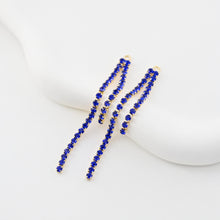 Load image into Gallery viewer, Deep Blue Zircon Tassel with 18K Real Gold Plating, Navy CZ Pave Tassel, For Earring Making, Chain Pendant, Earring Findings ZX338