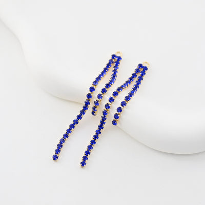 Deep Blue Zircon Tassel with 18K Real Gold Plating, Navy CZ Pave Tassel, For Earring Making, Chain Pendant, Earring Findings ZX338