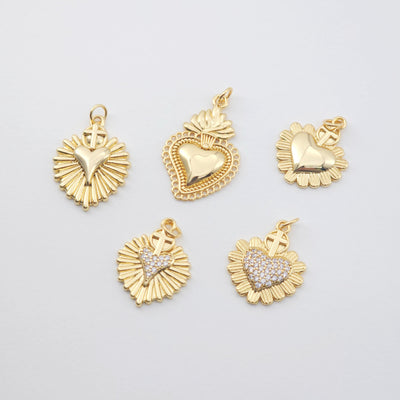 Cubic Heart Charms, 18K Gold Plated CZ Pave Love Charms, Bracelet Necklace Making Pendants, Jewelry Findings S1140