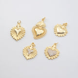 Cubic Heart Charms, 18K Gold Plated CZ Pave Love Charms, Bracelet Necklace Making Pendants, Jewelry Findings S1140