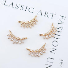 Load image into Gallery viewer, CZ Pave Crown-shaped Charm, Cubic Zircon Crystal Pendant, Bracelet Necklace Pendant, 14K Real Gold Plated, Jewelry Findings STG009-F109