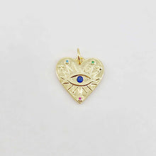 Load image into Gallery viewer, Evil Eye Charm Collection, Coin Pendant, 18K Gold Plated CZ Pave Eye Pendant, Necklace Making Charm, Jewelry Findings S20654