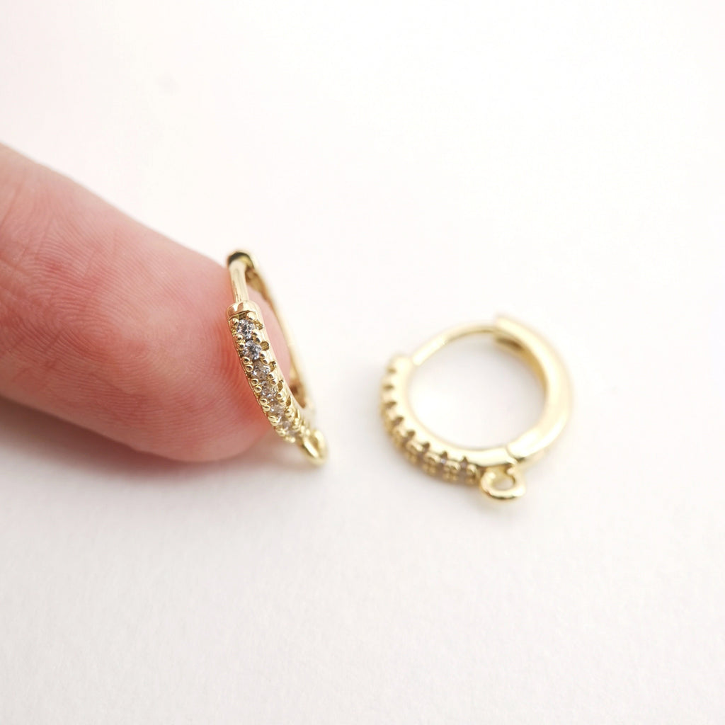 Cubic Zirconia Ear Hoops Multicolor Pave Crystal , 14.8*13.8mm, 18K Gold Plated Leverback Earrings, Huggie Hoops Earring D0156