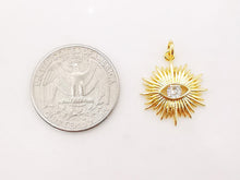 Load image into Gallery viewer, Cubic Evil Eye Charm, 18K Gold Plated Micro CZ Pave Eye Pendant, 20x18mm, Necklace Making Charm, Jewelry Findings S912