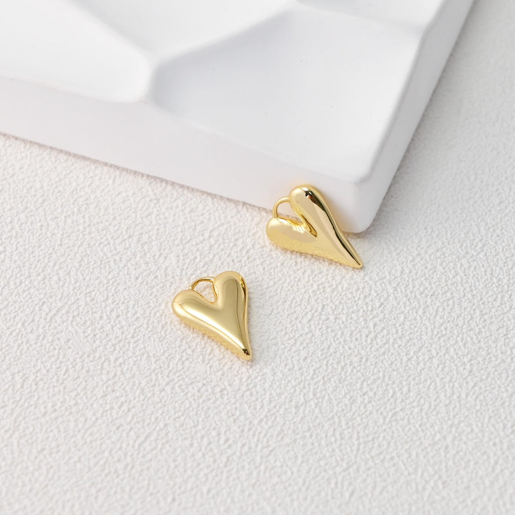 Dijes de corazón de oro, chapados en oro de 18 quilates, colgante de amor 3D, para hacer colgantes en collares y pulseras, accesorios de joyería D0380