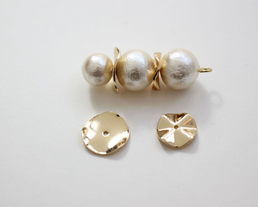 10pcs Round Spacer Beads, 10mm, 12mm, 14K Gold/Silver Plated, Dainty Earring Making Beads, Jewelry Finding GZ158