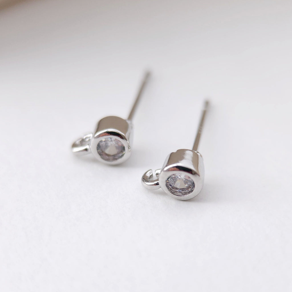 Pequeño pendiente con aros, pendiente de plata S925 sin níquel, micro pavé de circonitas cúbicas, 6,6 x 4,3 mm, chapado en oro de 18 quilates, accesorio para pendientes S1189