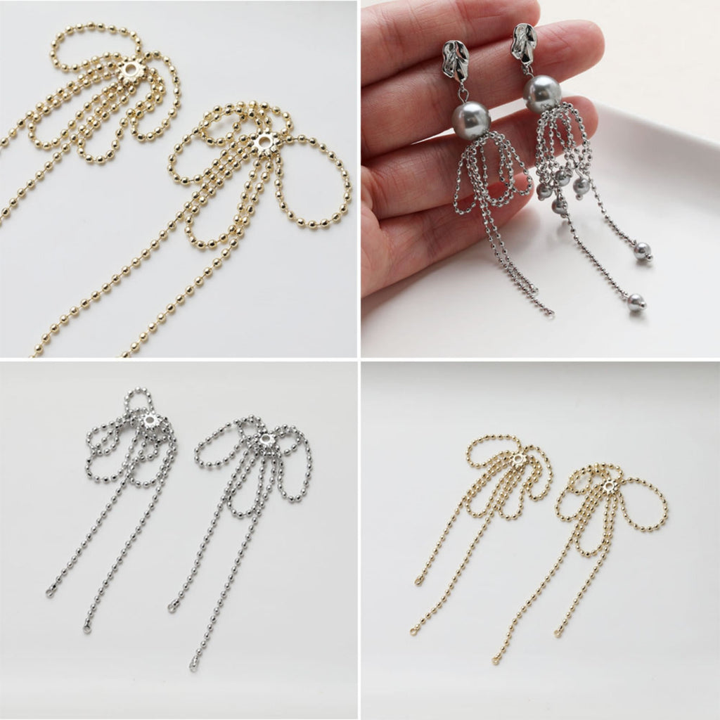 Gold Beads Chain Tassel Pendant, Beads Chain Charm, 18K Gold Plated Earring Chain Pendant, Earring Findings GE119