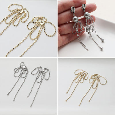 Gold Beads Chain Tassel Pendant, Beads Chain Charm, 18K Gold Plated Earring Chain Pendant, Earring Findings GE119