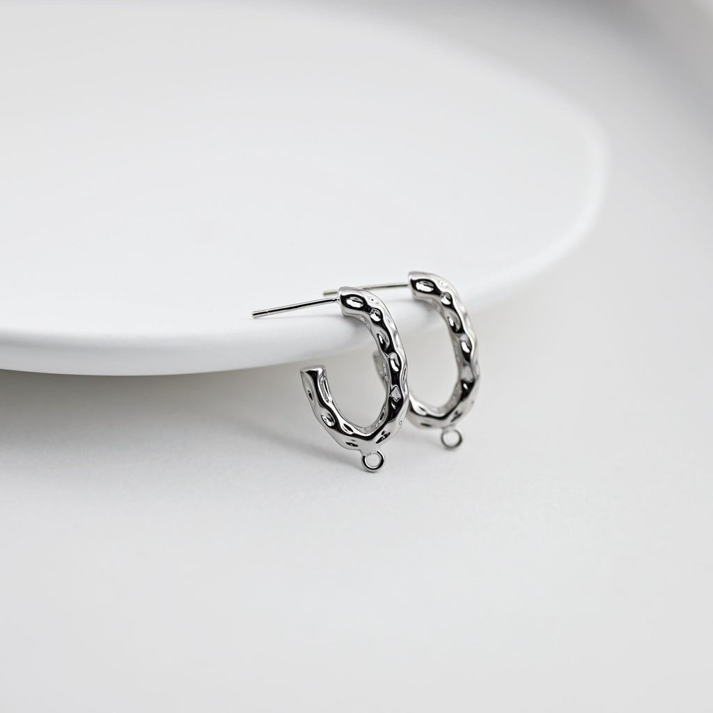 Lustrous Hammered Earring Hoops, Gold Plated Hoop Earring with Loop,Huggie Hoops DIY Earring  Findings,Handmade Earring Supplies D0045