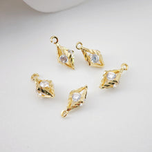 Load image into Gallery viewer, CZ Pave Rhombus Pendant, Floating CZ Pendant, 18K Gold Plated Brass Earring Charms, Jewelry Findings D0210