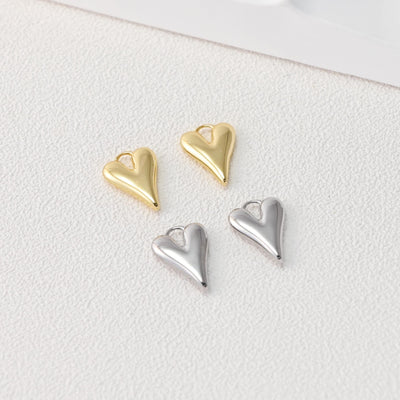 Dijes de corazón de oro, chapados en oro de 18 quilates, colgante de amor 3D, para hacer colgantes en collares y pulseras, accesorios de joyería D0380