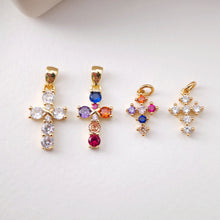 Load image into Gallery viewer, Cross Charms, CZ Pave Cross Pendant, Multiple Cross Styles, 18K Gold Plated Brass, Necklace Making Charms, Jewelry Findings S1198