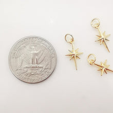 Load image into Gallery viewer, North Star Charms, 18K 3D Gold Plated Charm, STAR pendant, Bracelet Making Pendant, 16mm, Jewelry Findings S1050
