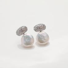 تحميل الصورة إلى عارض المعرض، دبوس أذن بيضاوي الشكل مرصع بأحجار الزركونيا المكعبة، دبوس أذن من الفضة الاسترلينية عيار 925، قرط أذن من الذهب عيار 18 قيراطًا مع أغطية تثبيت لنتائج أقراط اللؤلؤ نصف المثقوبة GZ414