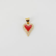 Load image into Gallery viewer, Heart Shape Charm, 18K Gold Plated Red Enamel Pendant, CZ Pave Necklace Making Charm, Jewelry Findings S20823